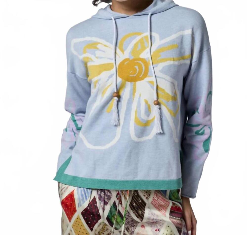 NEW LINGUA FRANCA reina long sleeve hoodie in lt blue